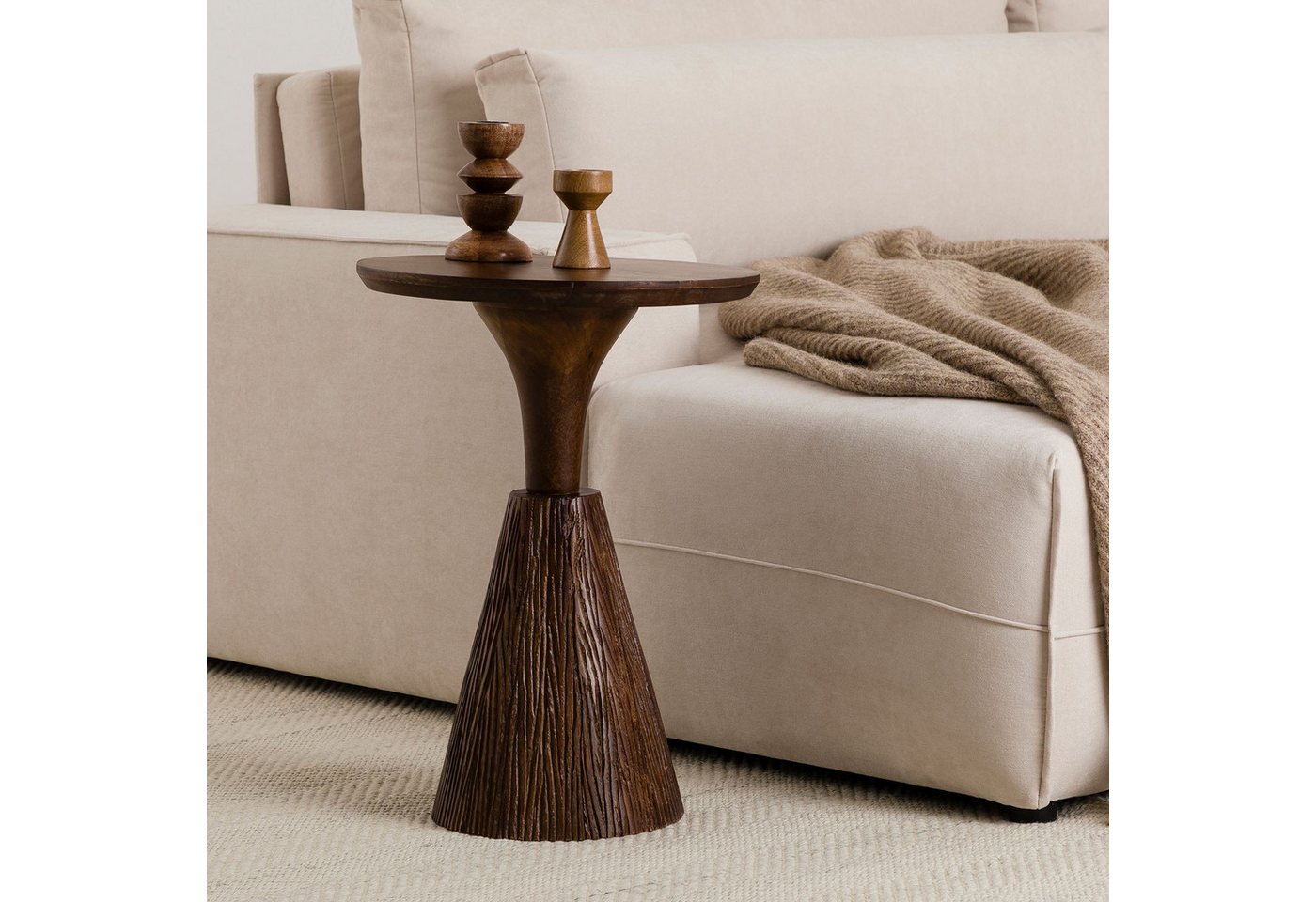 IDIMEX Beistelltisch BHIMA, Couchtisch rund 40 cm aus Mangoholz, skulpturales Design Braun IDIMEX Beistelltisch BHIMA, Couchtisch rund 40 cm aus Mangoholz, skulpturales Design Braun von IDIMEX