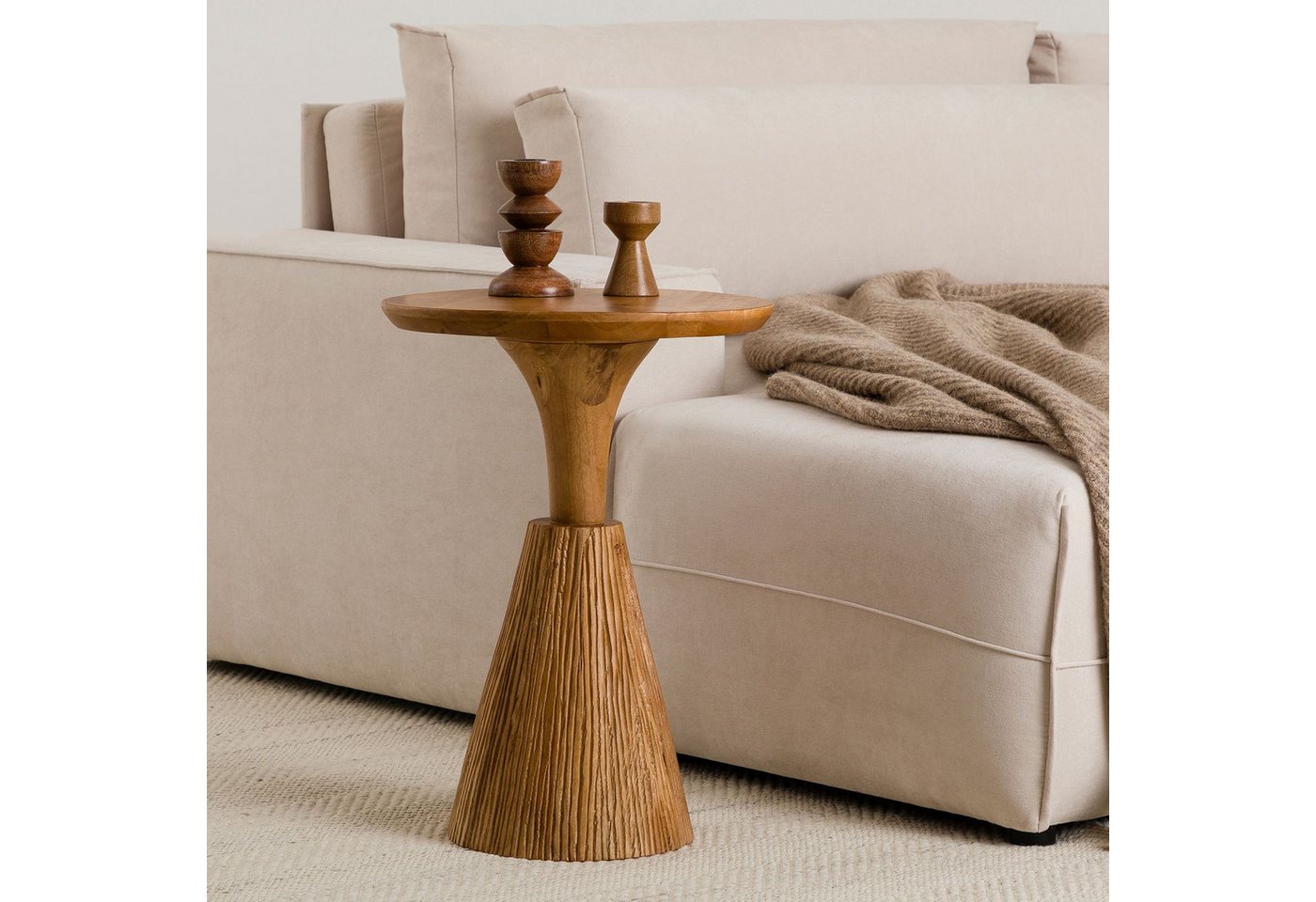 IDIMEX Beistelltisch BHIMA, Couchtisch rund 40 cm aus Mangoholz, skulpturales Design Natur IDIMEX Beistelltisch BHIMA, Couchtisch rund 40 cm aus Mangoholz, skulpturales Design Natur von IDIMEX