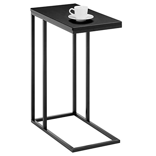 IDIMEX Beistelltisch Debora, praktischer Wohnzimmertisch in C-Form, schöner Couchtisch Tischplatte rechteckig in schwarz, eleganter Sofatisch mit Metallgestell in schwarz von IDIMEX