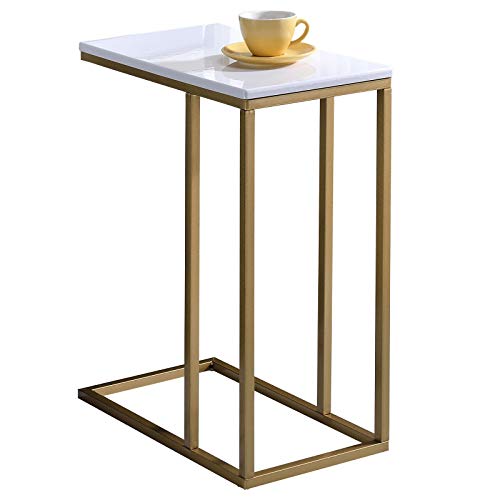 IDIMEX Beistelltisch Debora Wohnzimmertisch Couchtisch rechteckig, Metallgestell und MDF Tischplatte in Gold/weiß, im Retro Stil von IDIMEX