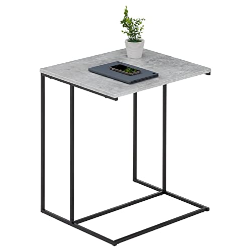 IDIMEX Beistelltisch VITORIO im minimalistischen Design, eleganter Wohnzimmertisch mit Metallgestell in C-Form, Schlichter Couchtisch in Betonoptik/schwarz von IDIMEX