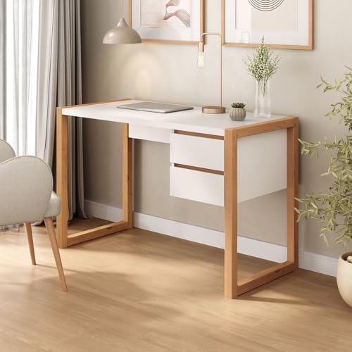 IDIMEX Schreibtisch Belinda mit 2 Schubladen, Weiß/Eiche – Home Office Tisch aus Kiefer Massivholz, Modernes Design mit praktischem Stauraum IDIMEX Schreibtisch Belinda mit 2 Schubladen, Weiß/Eiche – Home Office Tisch aus Kiefer Massivholz, Modernes Design mit praktischem Stauraum von IDIMEX
