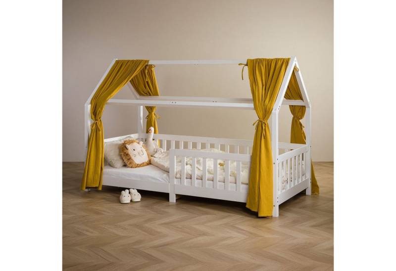 IDIMEX Betthimmel NENA, Hausbett Himmel Musselin 2er Set Stoffhimmel für Hausbett senfgelb von IDIMEX
