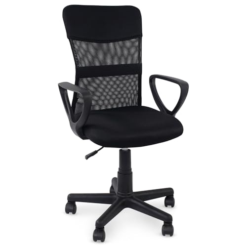 IDIMEX Bürodrehstuhl Jogo höhenverstellbar, schwarz - ergonomischer Schreibtischstuhl mit Armlehnen, Drehstuhl mit atmungsaktivem Mesh Stoffbezug, Stuhl für Büro und Home Office von IDIMEX