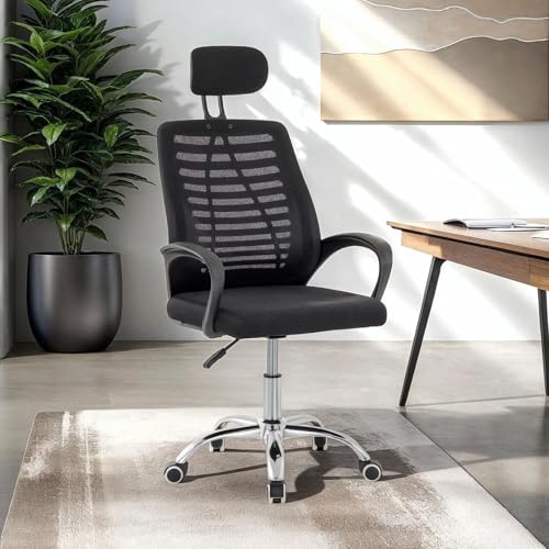 IDIMEX Bürodrehstuhl Seattle höhenverstellbar, Schwarz – Schreibtischstuhl mit Netzrücken und Verstellbarer Kopfstütze aus Mesh, Drehstuhl mit Armlehnen und stabilem Fußkreuz auf Rollen IDIMEX Bürodrehstuhl Seattle höhenverstellbar, Schwarz – Schreibtischstuhl mit Netzrücken und Verstellbarer Kopfstütze aus Mesh, Drehstuhl mit Armlehnen und stabilem Fußkreuz auf Rollen von IDIMEX