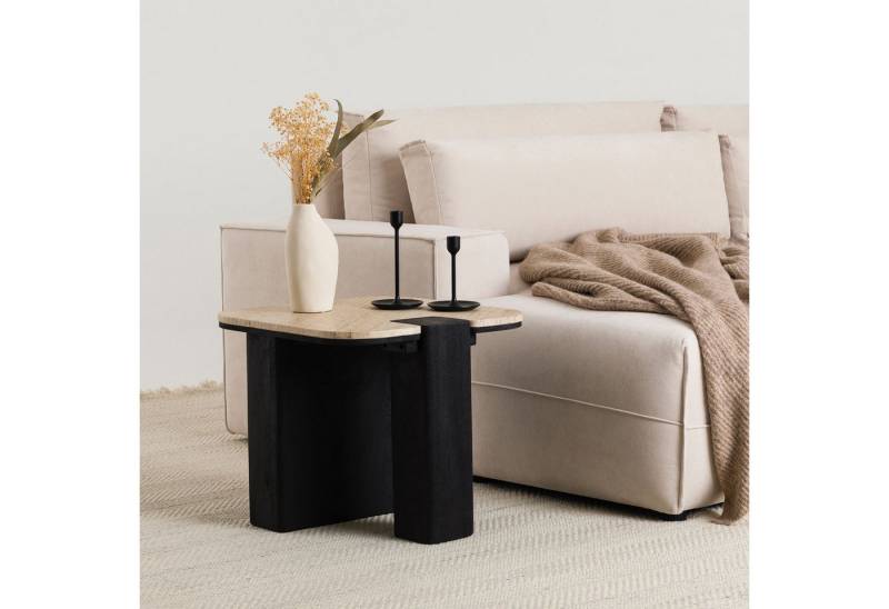 IDIMEX Couchtisch DELHI, Beistelltisch 50 cm aus Travertin und Mango Massivholz Beige/Schwarz IDIMEX Couchtisch DELHI, Beistelltisch 50 cm aus Travertin und Mango Massivholz Beige/Schwarz von IDIMEX