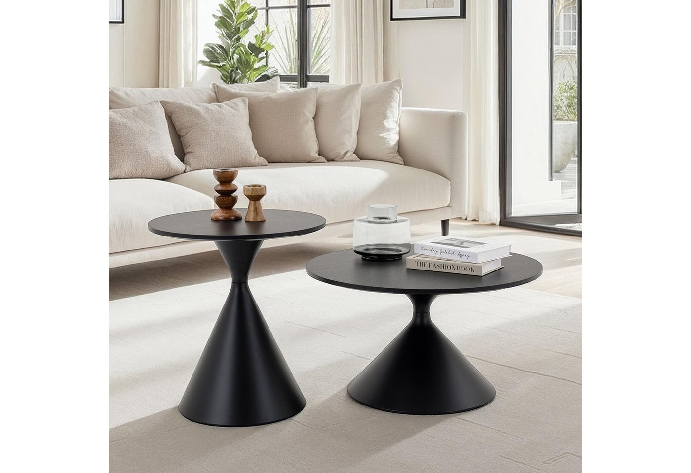 IDIMEX Couchtisch ISOMA, Beistelltischset 2er rund Metall MDF-Platte wohnzimmer- schwarz IDIMEX Couchtisch ISOMA, Beistelltischset 2er rund Metall MDF-Platte wohnzimmer- schwarz von IDIMEX