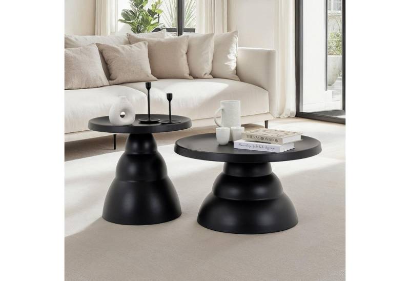 IDIMEX Couchtisch LORIS, Beistelltisch Couch 2er Set Metall rundes Design schwarz von IDIMEX