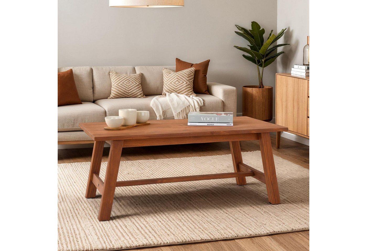 IDIMEX Couchtisch LUZERNA, Wohnzimmertisch 45x60 cmbaus Massivholz moderer Sofatisch dunkelbraun von IDIMEX