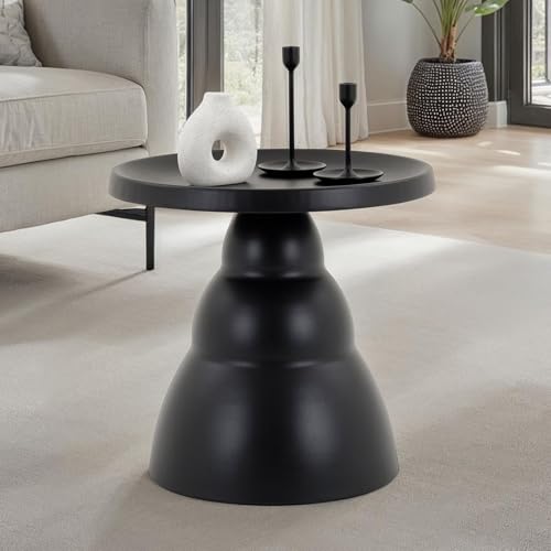 IDIMEX Couchtisch Loris 50 cm Durchmesser Schwarz – runder Wohnzimmertisch aus Metall mit pulverbeschichteter Oberfläche für modernes Ambiente von IDIMEX
