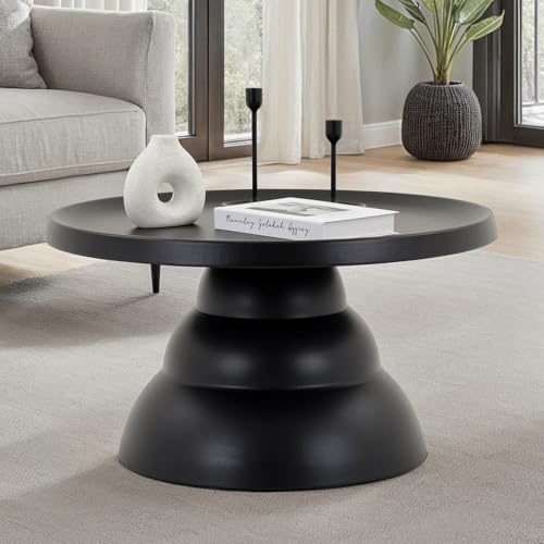 IDIMEX Couchtisch Loris 70 cm Durchmesser, Schwarz – runder Wohnzimmertisch aus Metall mit pulverbeschichteter Oberfläche für modernes Ambiente von IDIMEX