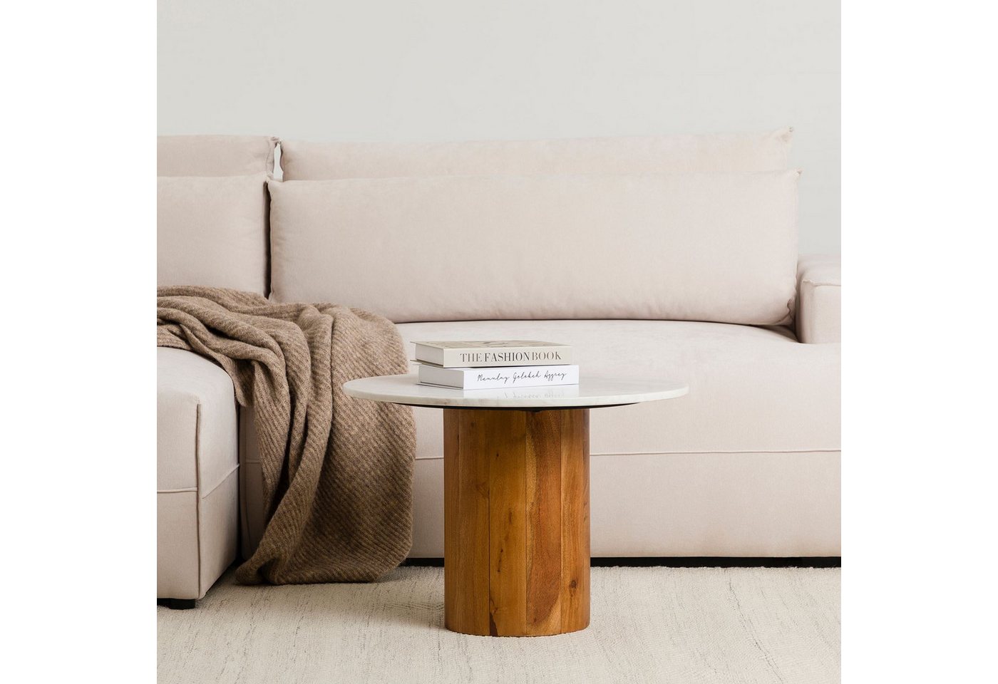 IDIMEX Couchtisch YAMUNA, Beistelltisch rund mit Marmorplatte und Akazienholz Weiß/Natur IDIMEX Couchtisch YAMUNA, Beistelltisch rund mit Marmorplatte und Akazienholz Weiß/Natur von IDIMEX