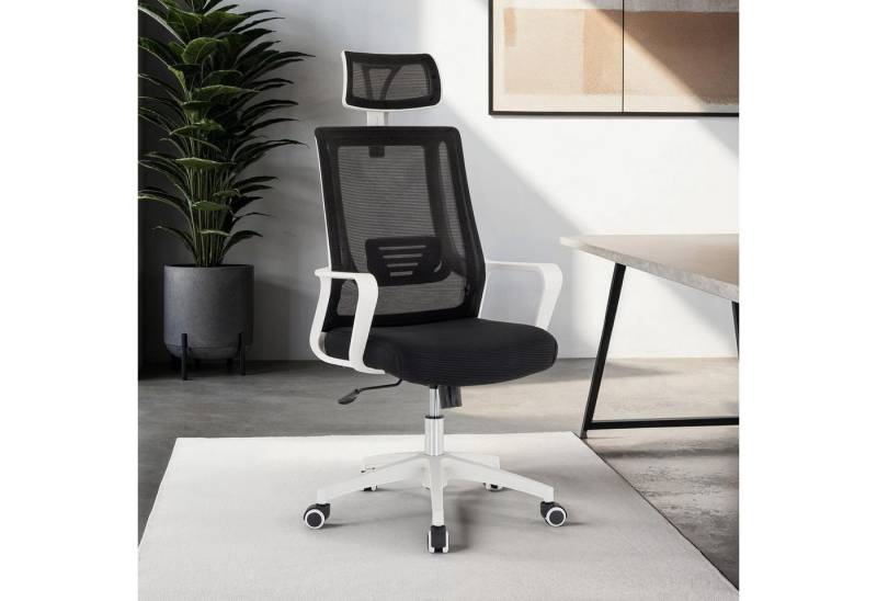 IDIMEX Drehstuhl AUCKLAND, Schreibtischstuhl höhenverstelbar & ergonomisch Lendenstütze schwarz von IDIMEX