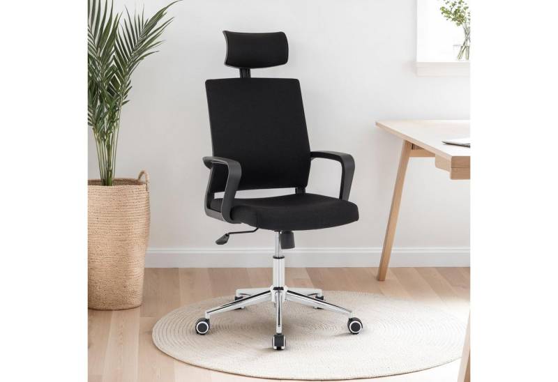 IDIMEX Drehstuhl HERRY, Ergonomischer Drehstühl mit Kopfstütze höhenverstellbar, schwarz von IDIMEX