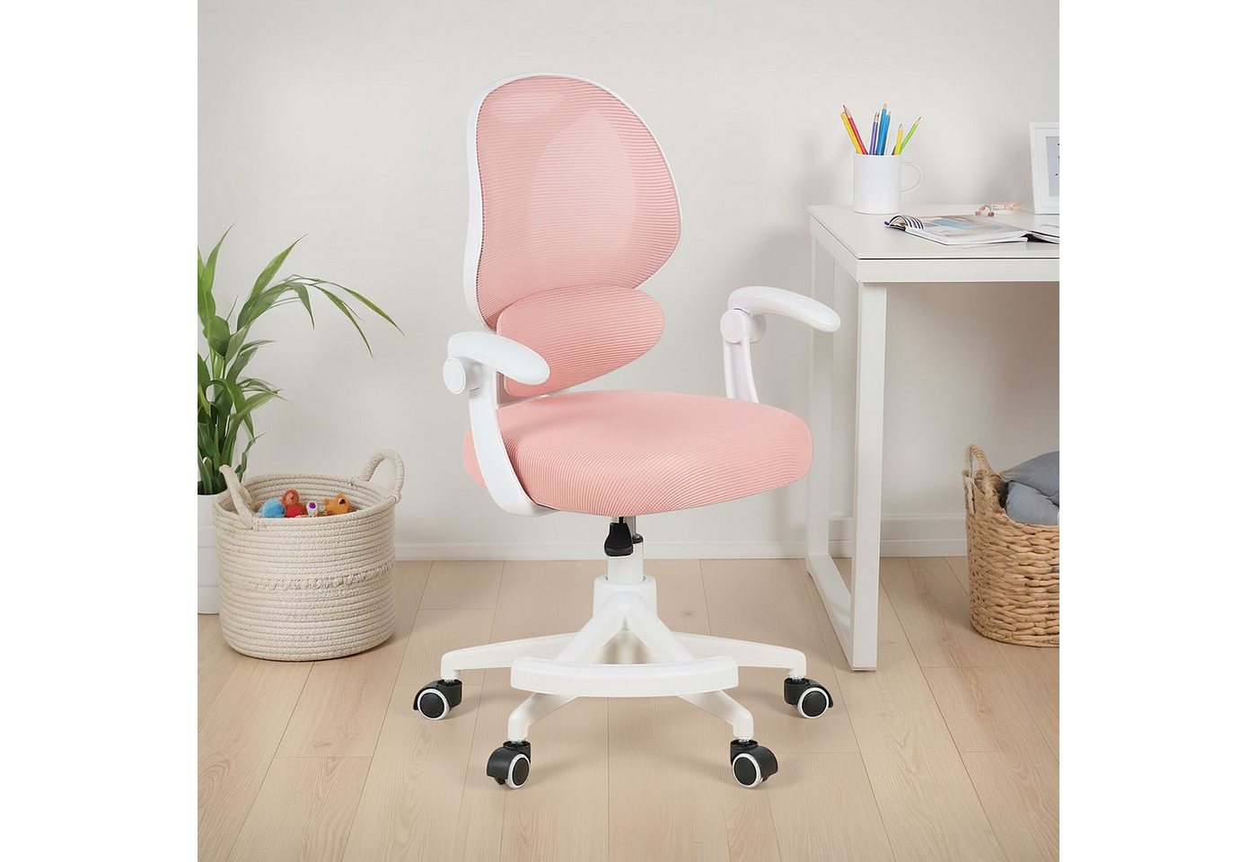 IDIMEX Drehstuhl ISLA, Schreibtischstuhl mit Fußstütze ergonomisch höhenverstellbar Pink IDIMEX Drehstuhl ISLA, Schreibtischstuhl mit Fußstütze ergonomisch höhenverstellbar Pink von IDIMEX