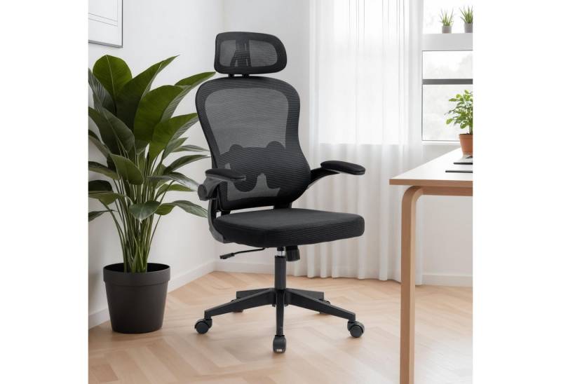 IDIMEX Drehstuhl JOBURG, Ergonomischer Netzrücken mit Lendenstütze – schwarz von IDIMEX