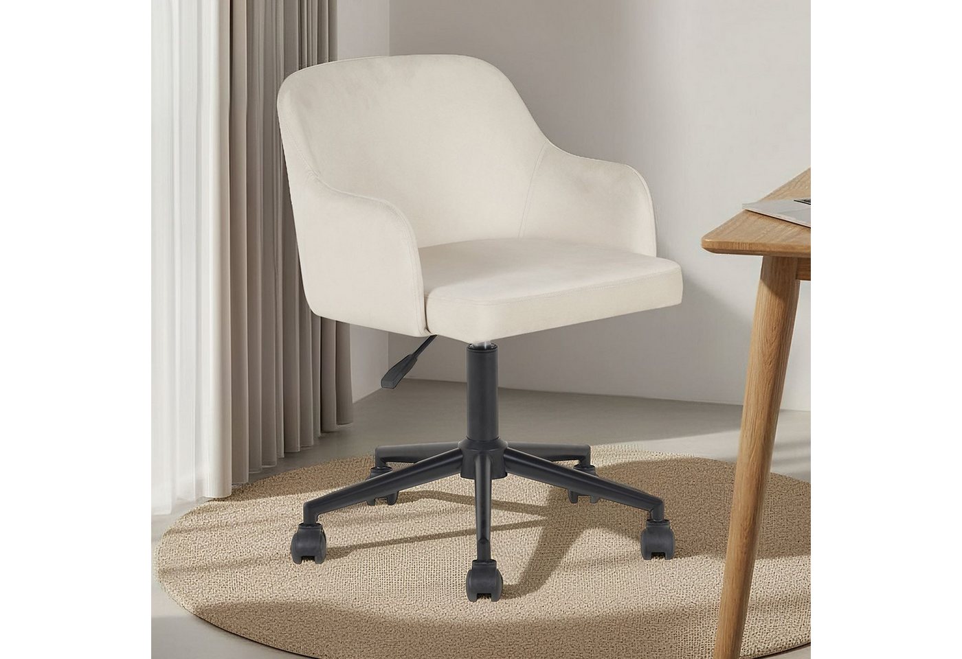 IDIMEX Drehstuhl OLIVER, Schreibtischstuhl gepolstert mit Samtbezug Homeoffice Beige IDIMEX Drehstuhl OLIVER, Schreibtischstuhl gepolstert mit Samtbezug Homeoffice Beige von IDIMEX