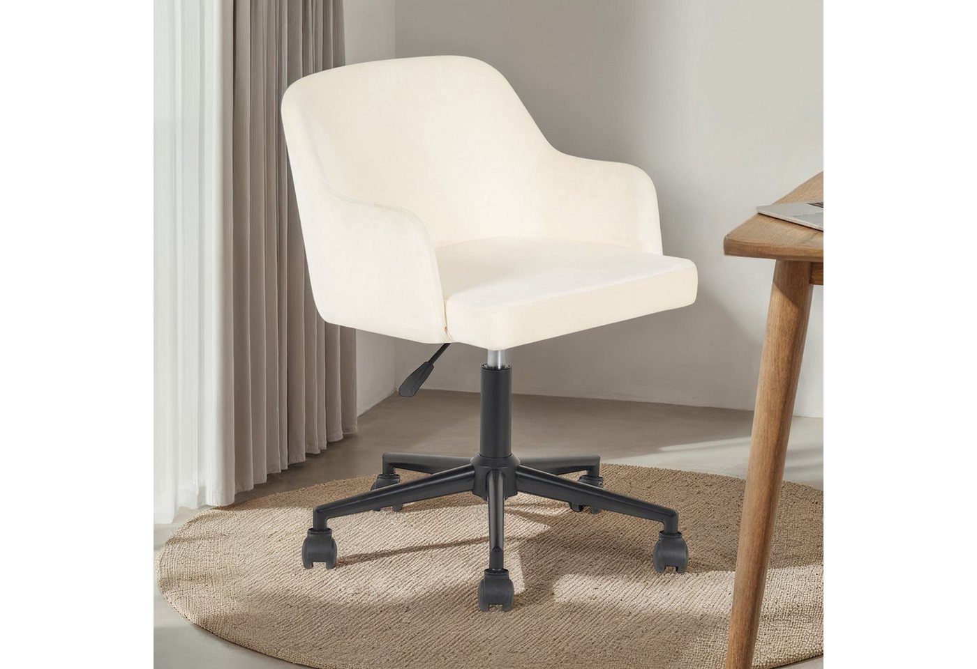 IDIMEX Drehstuhl OLIVER, Schreibtischstuhl gepolstert mit Samtbezug Homeoffice Cremeweiß IDIMEX Drehstuhl OLIVER, Schreibtischstuhl gepolstert mit Samtbezug Homeoffice Cremeweiß von IDIMEX