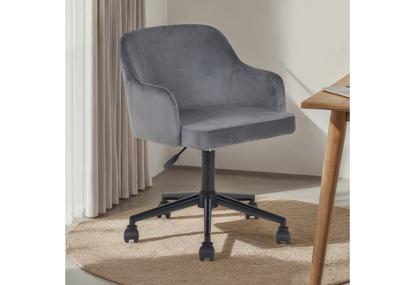 IDIMEX Drehstuhl OLIVER, Schreibtischstuhl gepolstert mit Samtbezug Homeoffice Hellgrau IDIMEX Drehstuhl OLIVER, Schreibtischstuhl gepolstert mit Samtbezug Homeoffice Hellgrau von IDIMEX
