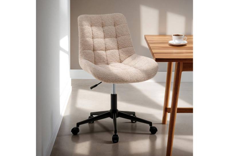 IDIMEX Drehstuhl TASK, Drehstuhl Schreibtischstuhl Bouclé Stoff beige Home-Office-Stuhl von IDIMEX