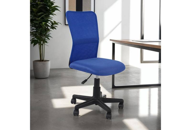 IDIMEX Drehstuhl TODI, Ergonomischer Drehstuhl mit Stoffbezug höhenverstellbar blau von IDIMEX