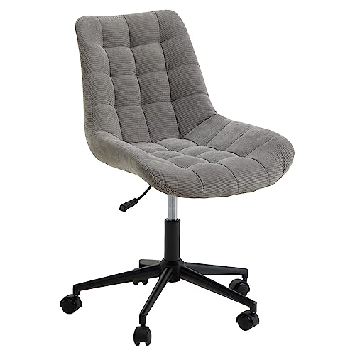 IDIMEX Drehstuhl VASILO höhenverstellbar in grau, Bürostuhl mit Metallgestell in schwarz, Schreibtischstuhl mit 5 Doppelrollen, drehbarer Computerstuhl mit bequemer Sitz- und Rückenpolsterung von IDIMEX