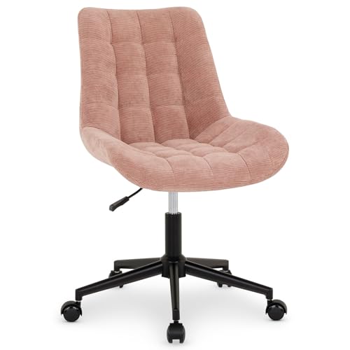 IDIMEX Drehstuhl VASILO höhenverstellbar in rosa, Bürostuhl mit Metallgestell in schwarz, Schreibtischstuhl mit 5 Doppelrollen, drehbarer Computerstuhl mit bequemer Sitz- und Rückenpolsterung von IDIMEX