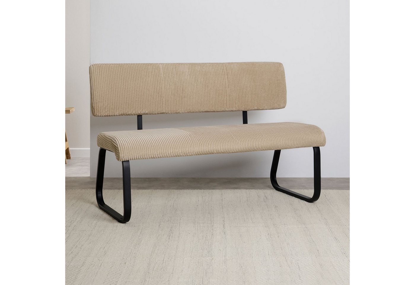 IDIMEX Essbank MATESE, Sitzbank gepolstert mit Rückenlehne Kordbezug metallgestell beige IDIMEX Essbank MATESE, Sitzbank gepolstert mit Rückenlehne Kordbezug metallgestell beige von IDIMEX