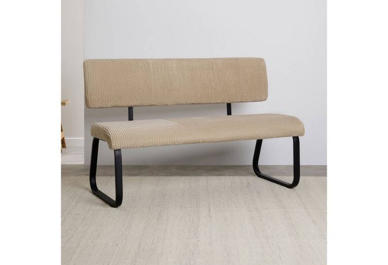 IDIMEX Essbank MATESE, Sitzbank gepolstert mit Rückenlehne Kordbezug metallgestell beige von IDIMEX