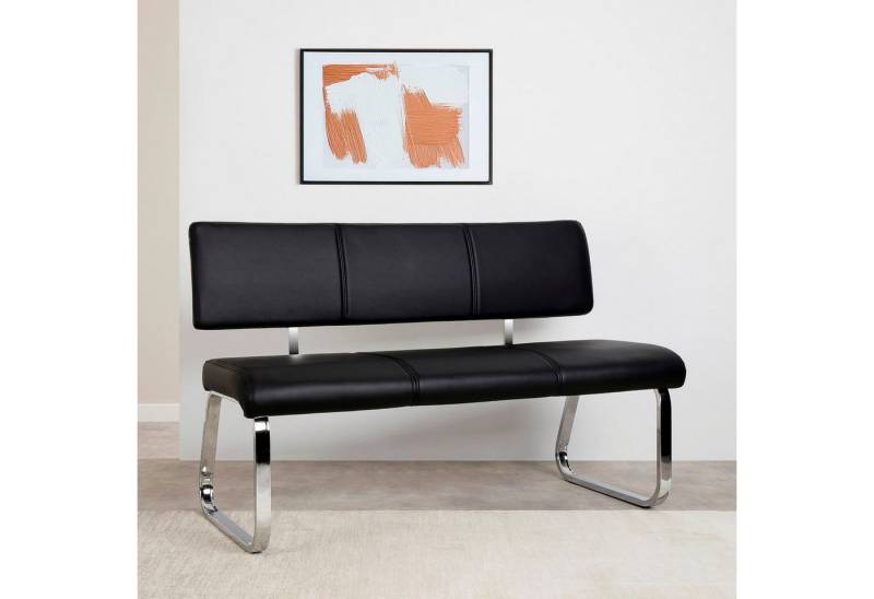 IDIMEX Essbank VILAS, Essbank mit Rückenlehne gepolstert für 3 Personen, Kunstleder schwarz von IDIMEX