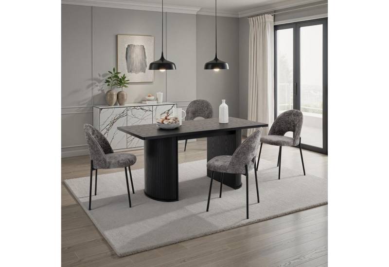 IDIMEX Essgruppe GUARDA, Essgruppe 4 Stühle und Esstisch Rillenoptik schwarz & grau IDIMEX Essgruppe GUARDA, Essgruppe 4 Stühle und Esstisch Rillenoptik schwarz & grau von IDIMEX