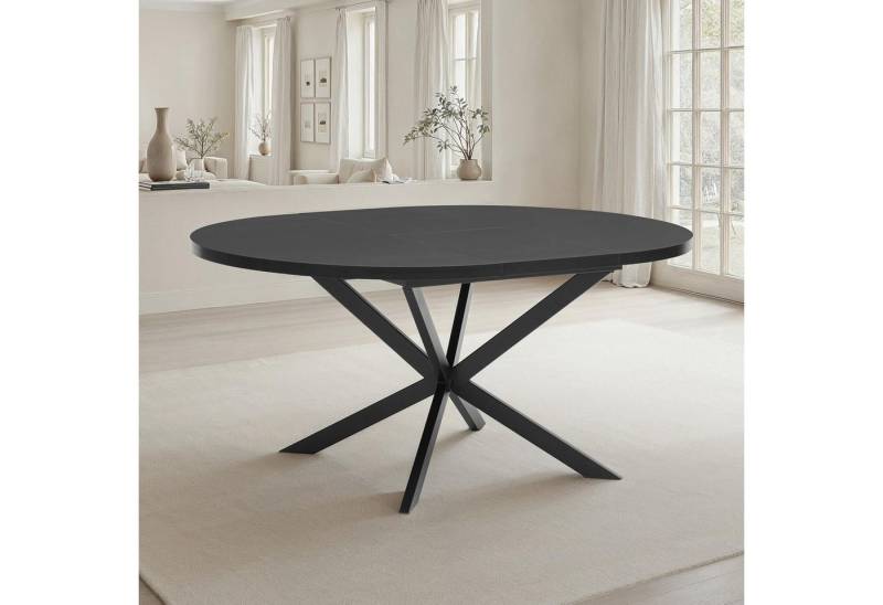 IDIMEX Esstisch CHESTER, Runder Esszimmertisch 120cm ausziehbar bis 160cm Holzdekor Schwarz von IDIMEX