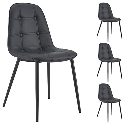 IDIMEX Esszimmerstühle Alvaro 4er Set Kunstlederbezug - Schwarz/Grau Stühle für Esstisch Küchenstühle essstühle von IDIMEX