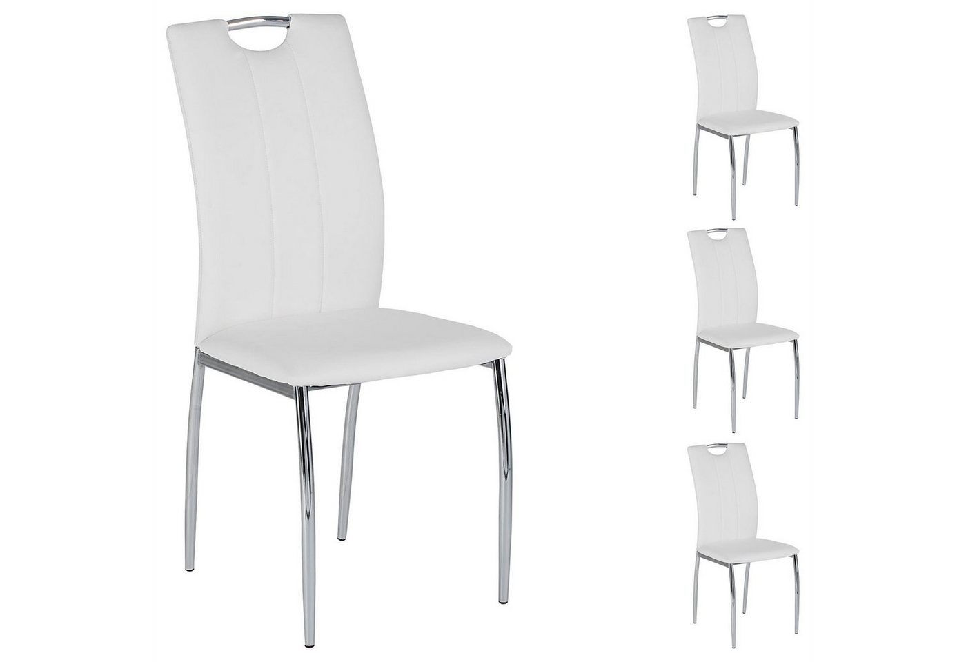 IDIMEX Esszimmerstuhl APOLLO (4 St), 4er SET Esszimmerstuhl Essgruppe Sitzgruppe, 4 Stühle grau schwarz wei von IDIMEX