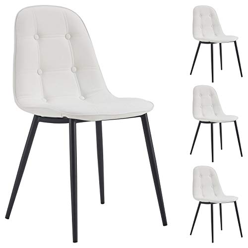 IDIMEX Esszimmerstuhl Alvaro, Stühle Esszimmer Küchenstuhl Essstuhl Polsterstuh, Kunstlederbezug in weiß, im 4er Set von IDIMEX