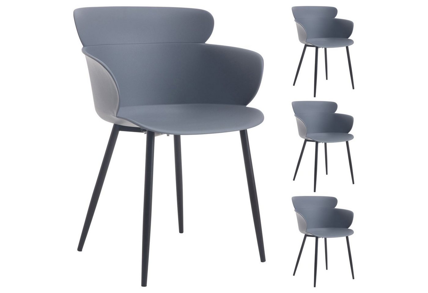 IDIMEX Esszimmerstuhl CATCH (4 St), Esszimmerstuhl 4er Set Stühle Esszimmer Küchenstuhl Essstuhl Sitzschal von IDIMEX