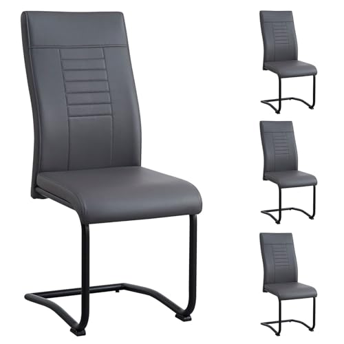 IDIMEX Esszimmerstuhl Loano in grau 4er-Set, mit Schwinggestell aus Metall, Sitzschale gepolstert und mit Kunstleder bezogen, Schwingstuhl gepolstert von IDIMEX