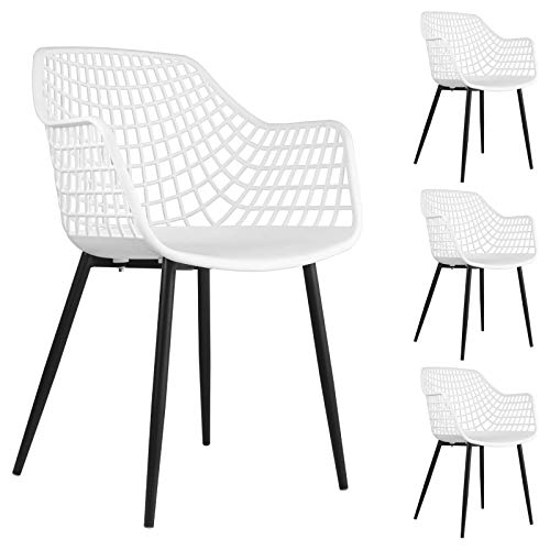 IDIMEX Esszimmerstuhl Lucia im 4er Set, Bequeme Essstühle aus Kunststoff in weiß, praktischer Stuhl mit Armlehne von IDIMEX
