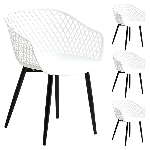 IDIMEX Esszimmerstuhl Madeira, schöner Küchenstuhl im Retro Design, bequemer Essstuhl im 4er Set, praktischer Essstuhl aus Kunststoff in schwarz/weiß von IDIMEX