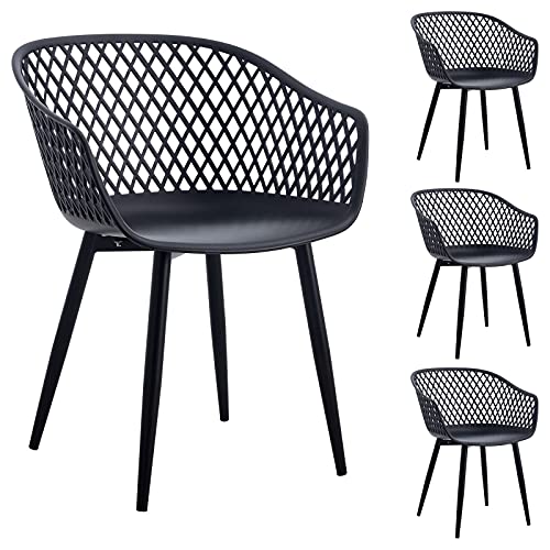 IDIMEX Esszimmerstuhl Madeira, schöner Küchenstuhl im Retro Design, bequemer Essstuhl im 4er Set, praktischer Essstuhl aus Kunststoff in schwarz von IDIMEX