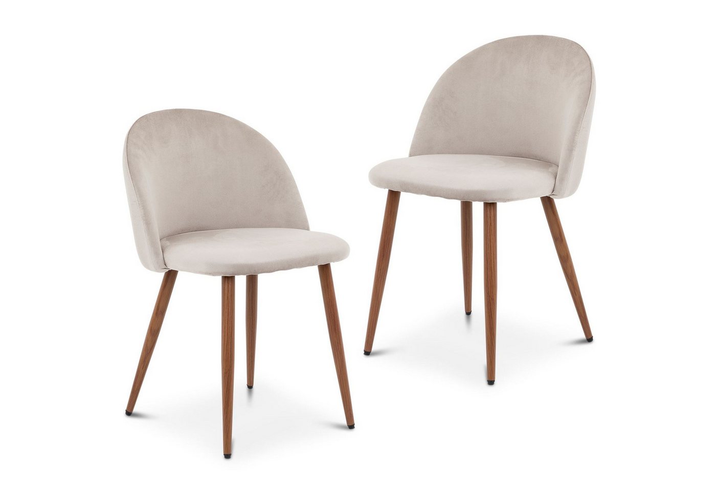 IDIMEX Esszimmerstuhl NAVIA (2 St), Esszimmerstühle 2er Set mit Veloursbezug Beige von IDIMEX