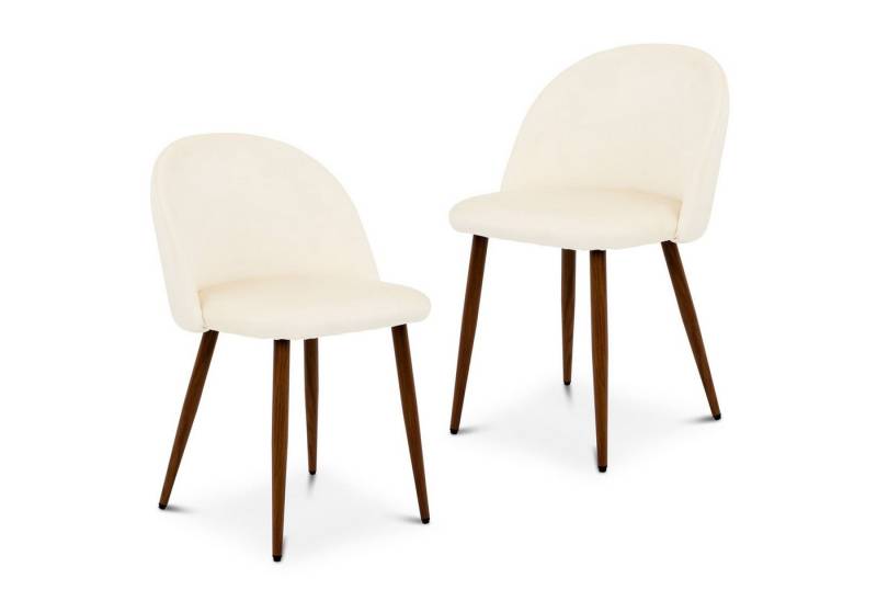 IDIMEX Esszimmerstuhl NAVIA (2 St), Esszimmerstühle 2er Set mit Veloursbezug Cremeweiß von IDIMEX