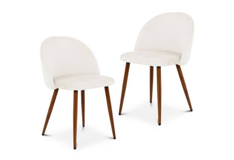 IDIMEX Esszimmerstuhl NAVIA (2 St), Esszimmerstühle 2er Set mit Veloursbezug Hellgrau von IDIMEX