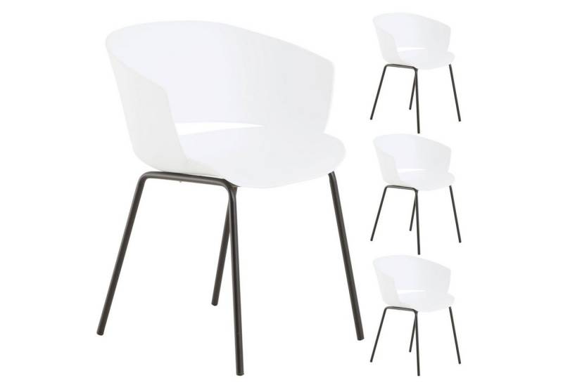 IDIMEX Gartenstuhl NIVEL (4 St), In & Outdoor Schalenstuhl modern im 4er Set, UV-beständig weiß von IDIMEX