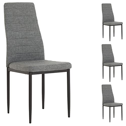 IDIMEX Esszimmerstuhl Nathalie im 4er Set, moderner Küchenstuhl mit Stoffbezug in grau, schöner Essstuhl Metallgestell in schwarz, bequemer Polsterstuhl von IDIMEX