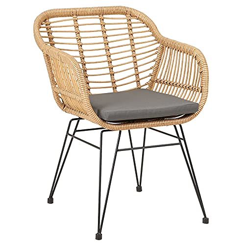 IDIMEX Gartenstuhl Paramo aus Polyrattan - moderner Esszimmerstuhl in Rattan Optik, Küchenstuhl mit Sitzkissen, Korbstuhl mit robustem Metallgestell von IDIMEX