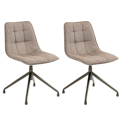 IDIMEX Esszimmerstuhl Rio mit Drehfunktion 2er-Set, Besucherstuhl im modernen Design in Beige, Küchenstuhl mit Metallgestell, Besuchersessel mit Ziernähten und grober Stoffstruktur von IDIMEX