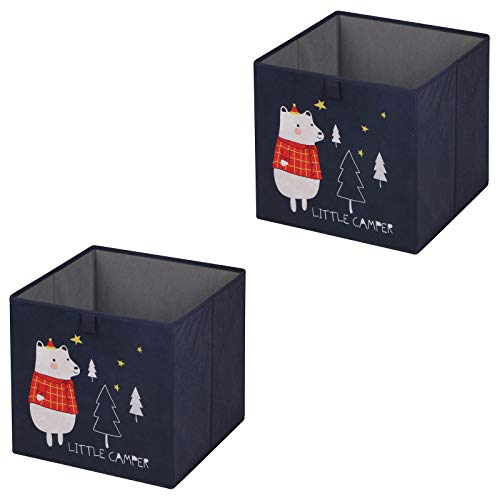 IDIMEX Faltbox Bear-2, Aufbewahrungsbox Ordnungsbox Stoffbox Regalbox, im 2er Pack, mit Motivdruck Bär von IDIMEX