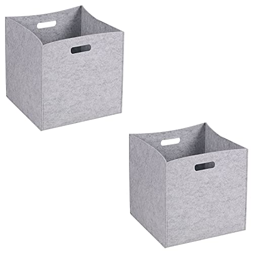 IDIMEX Faltbox Felt, schöne Aufbewahrungsbox mit Filzstoff, praktische Ordnungsbox im 2er Pack, Zeitlose Stoffbox in grau von IDIMEX