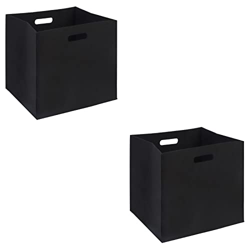 IDIMEX Faltbox Felt, schöne Aufbewahrungsbox mit Filzstoff, praktische Ordnungsbox im 2er Pack, Zeitlose Stoffbox in schwarz von IDIMEX